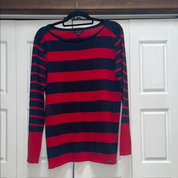 Tommy Hilfiger Vibrant Red and Navy Blue Top - Picture 1 of 8